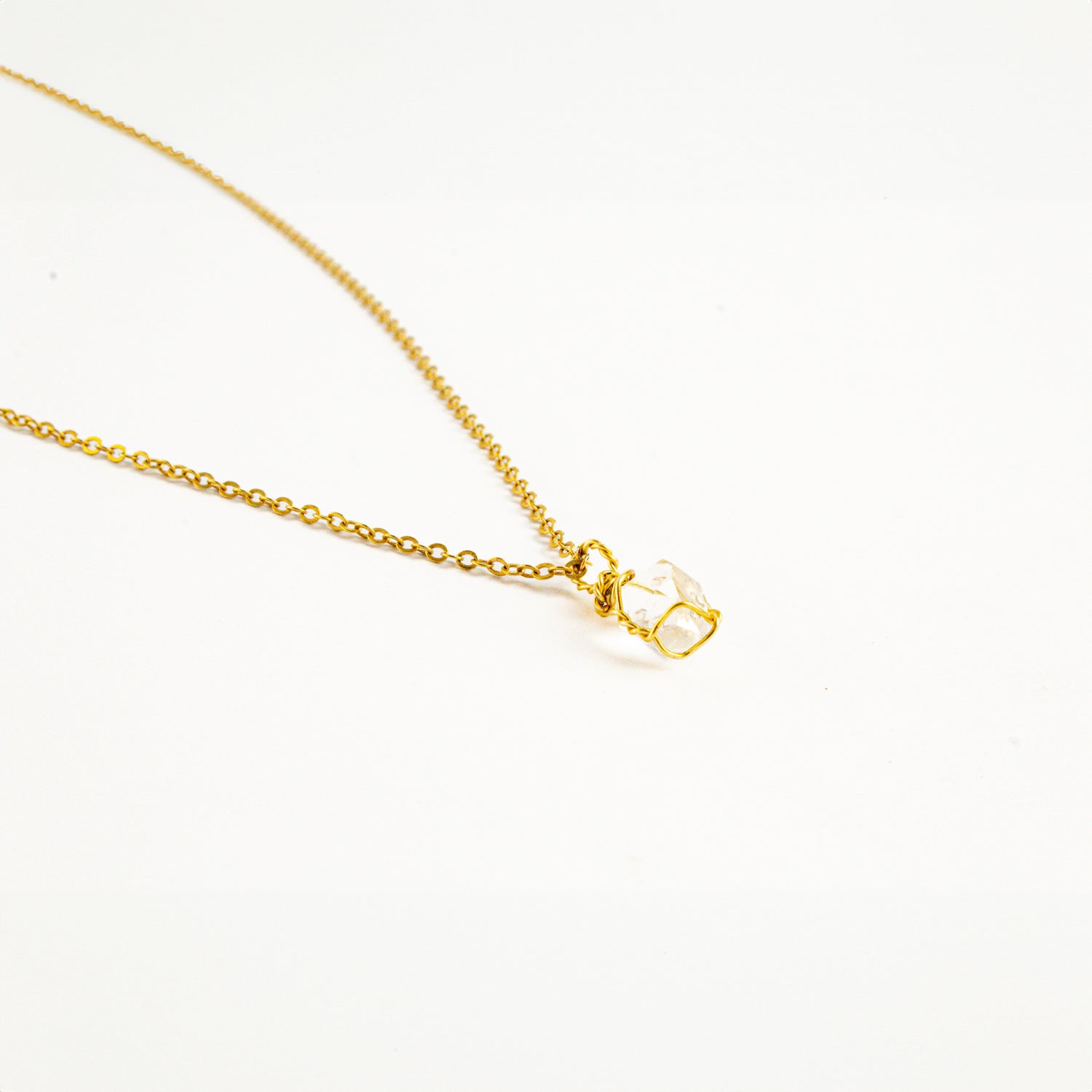 Collar Diamante Herkimer Oro