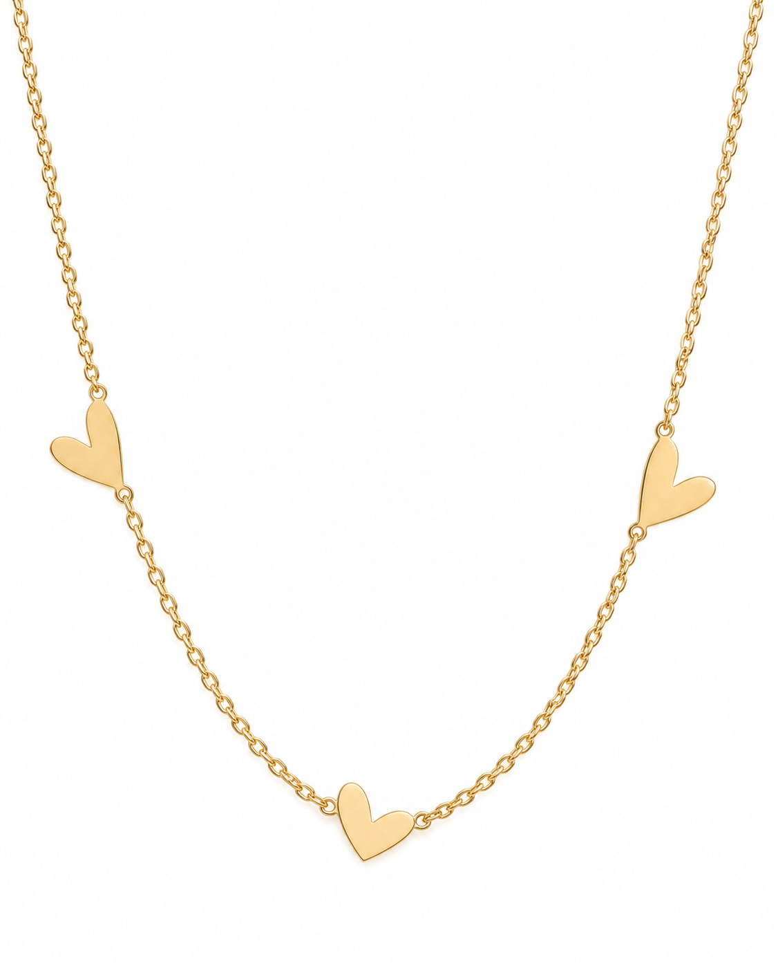 Collar oro 18K corazones conector
